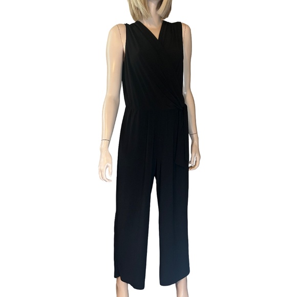 Tahari Jumpsuit Romper 1-Piece Surplice V-Neck Cross Over Front with Tie Waist - Picture 2 of 15